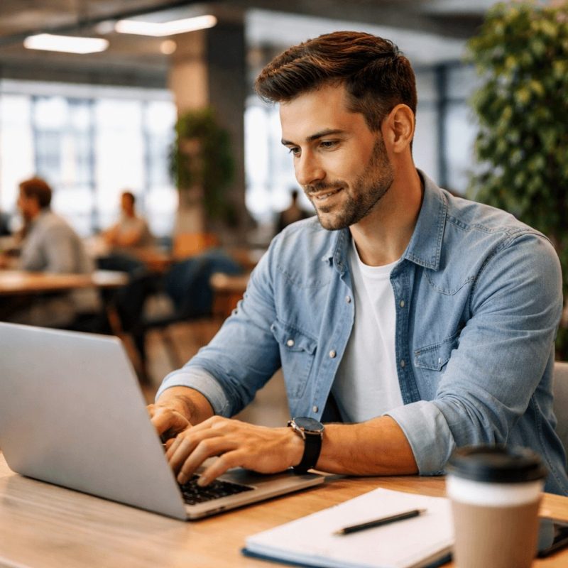 Profesional analizando datos con herramientas de inteligencia artificial en un entorno de trabajo digital